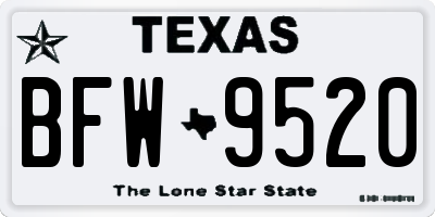 TX license plate BFW9520