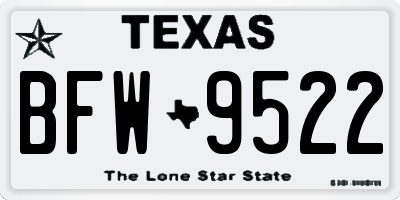 TX license plate BFW9522