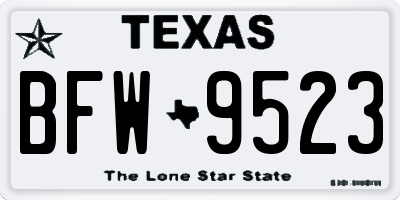 TX license plate BFW9523