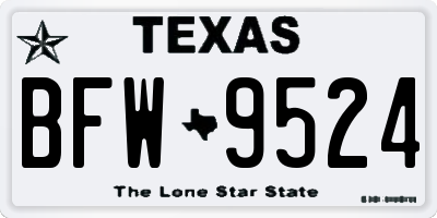 TX license plate BFW9524