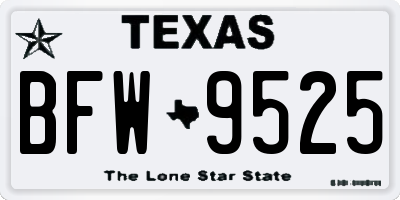 TX license plate BFW9525