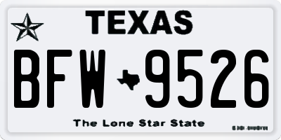 TX license plate BFW9526