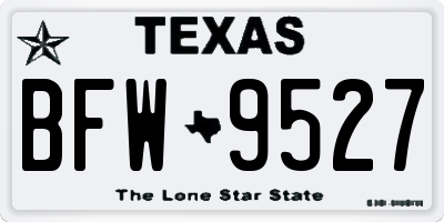 TX license plate BFW9527