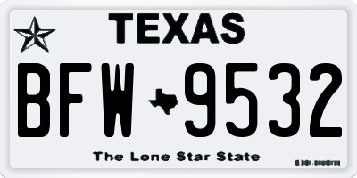 TX license plate BFW9532