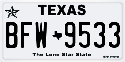 TX license plate BFW9533