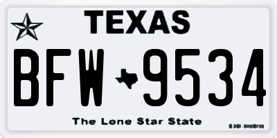 TX license plate BFW9534