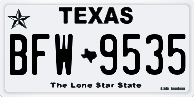 TX license plate BFW9535