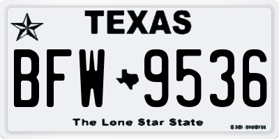TX license plate BFW9536