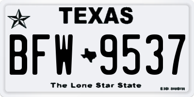 TX license plate BFW9537