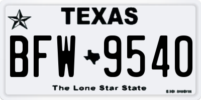 TX license plate BFW9540