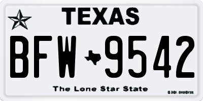 TX license plate BFW9542