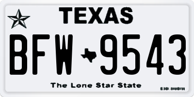 TX license plate BFW9543
