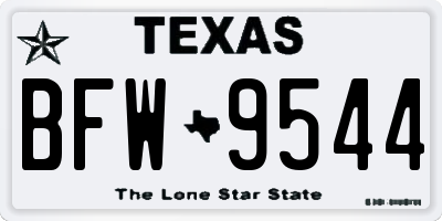 TX license plate BFW9544