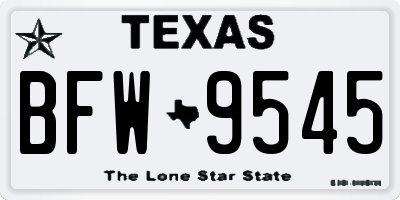 TX license plate BFW9545