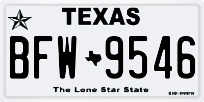 TX license plate BFW9546
