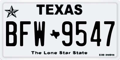 TX license plate BFW9547