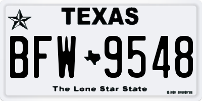 TX license plate BFW9548