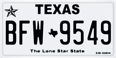 TX license plate BFW9549