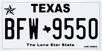 TX license plate BFW9550