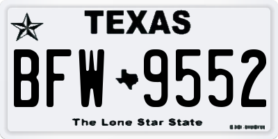 TX license plate BFW9552