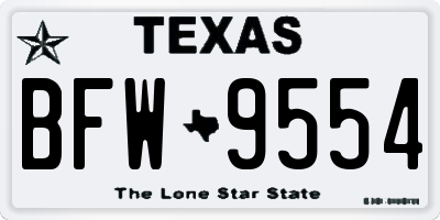 TX license plate BFW9554