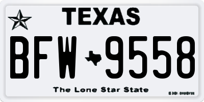 TX license plate BFW9558