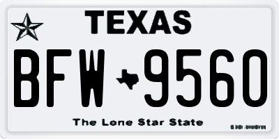 TX license plate BFW9560