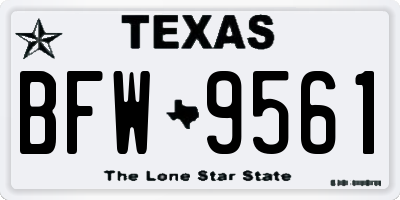 TX license plate BFW9561