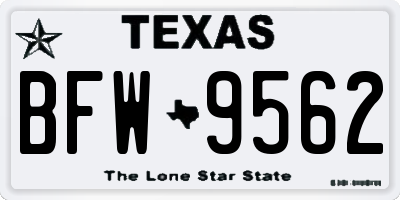 TX license plate BFW9562