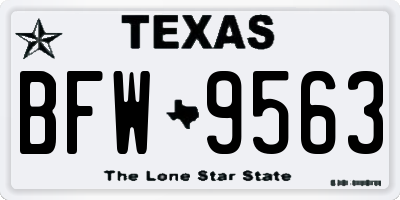 TX license plate BFW9563