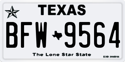 TX license plate BFW9564