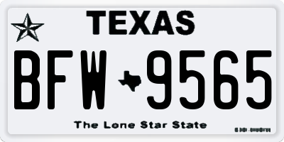 TX license plate BFW9565