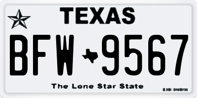 TX license plate BFW9567