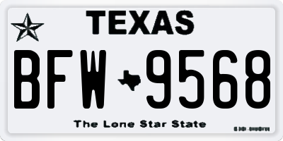 TX license plate BFW9568