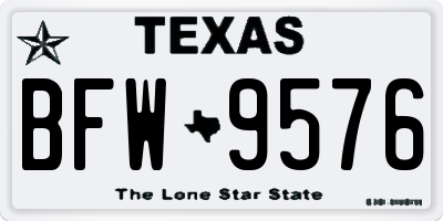 TX license plate BFW9576