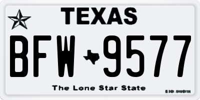 TX license plate BFW9577