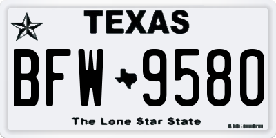 TX license plate BFW9580