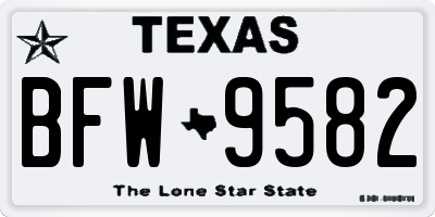 TX license plate BFW9582