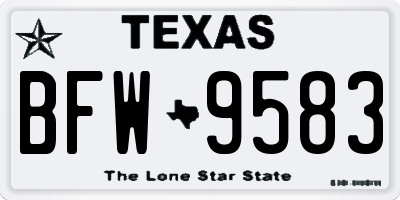 TX license plate BFW9583