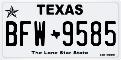 TX license plate BFW9585