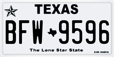 TX license plate BFW9596