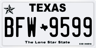 TX license plate BFW9599