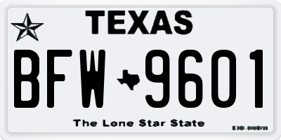 TX license plate BFW9601