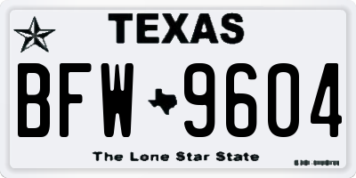 TX license plate BFW9604