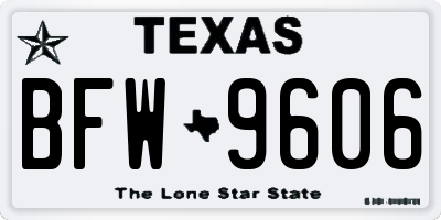 TX license plate BFW9606