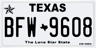 TX license plate BFW9608