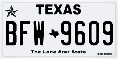 TX license plate BFW9609