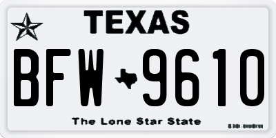 TX license plate BFW9610