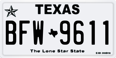 TX license plate BFW9611