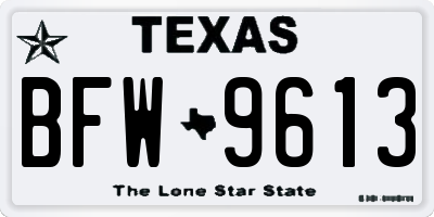 TX license plate BFW9613
